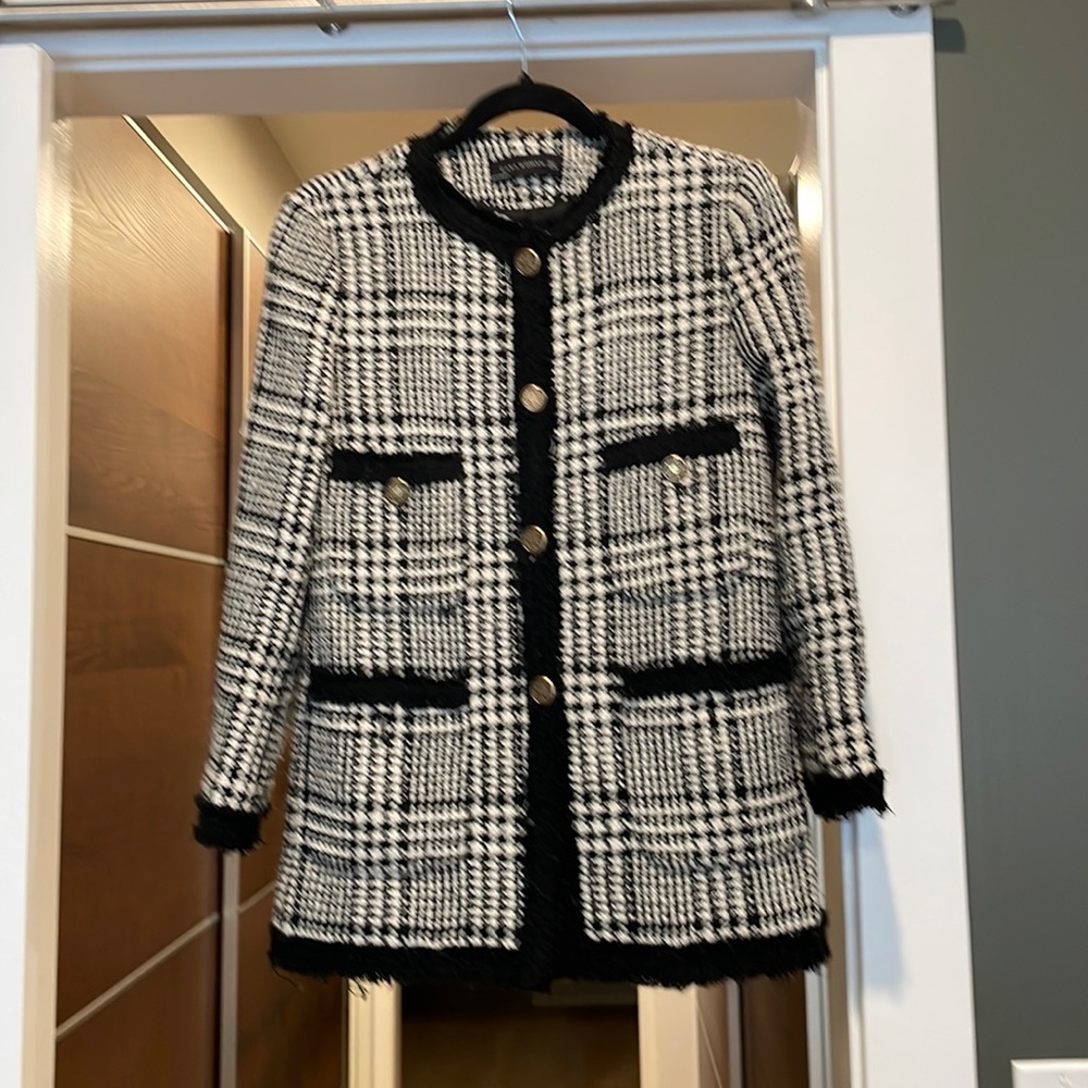 Zara Black and White Tweed Blazer and Skirt Matching Set - Picture 2 of 6